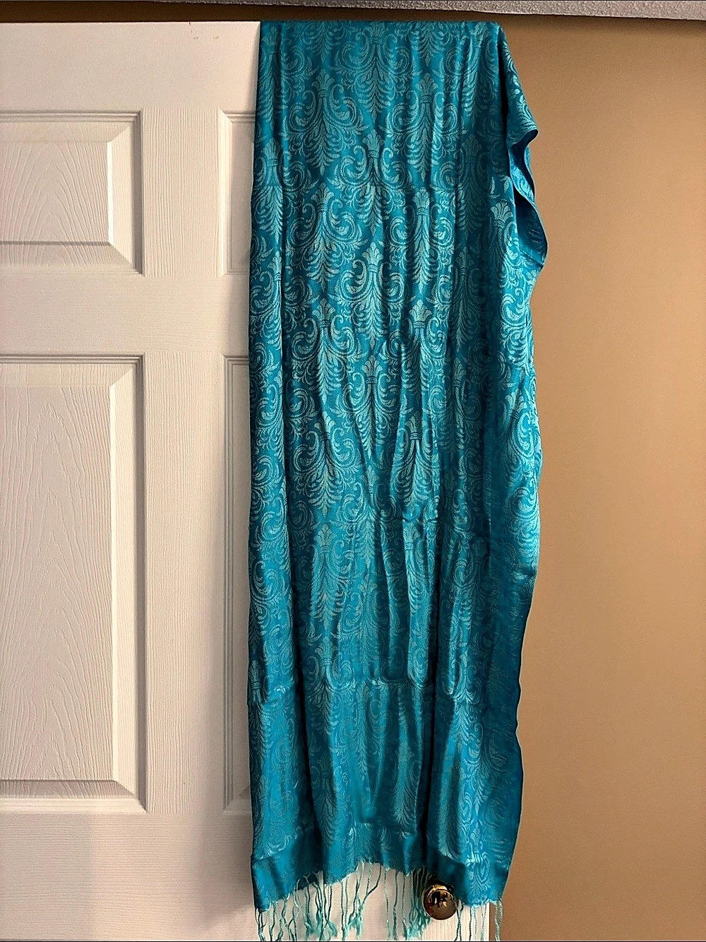 Blue Paisley Fringe Wrap Scarf